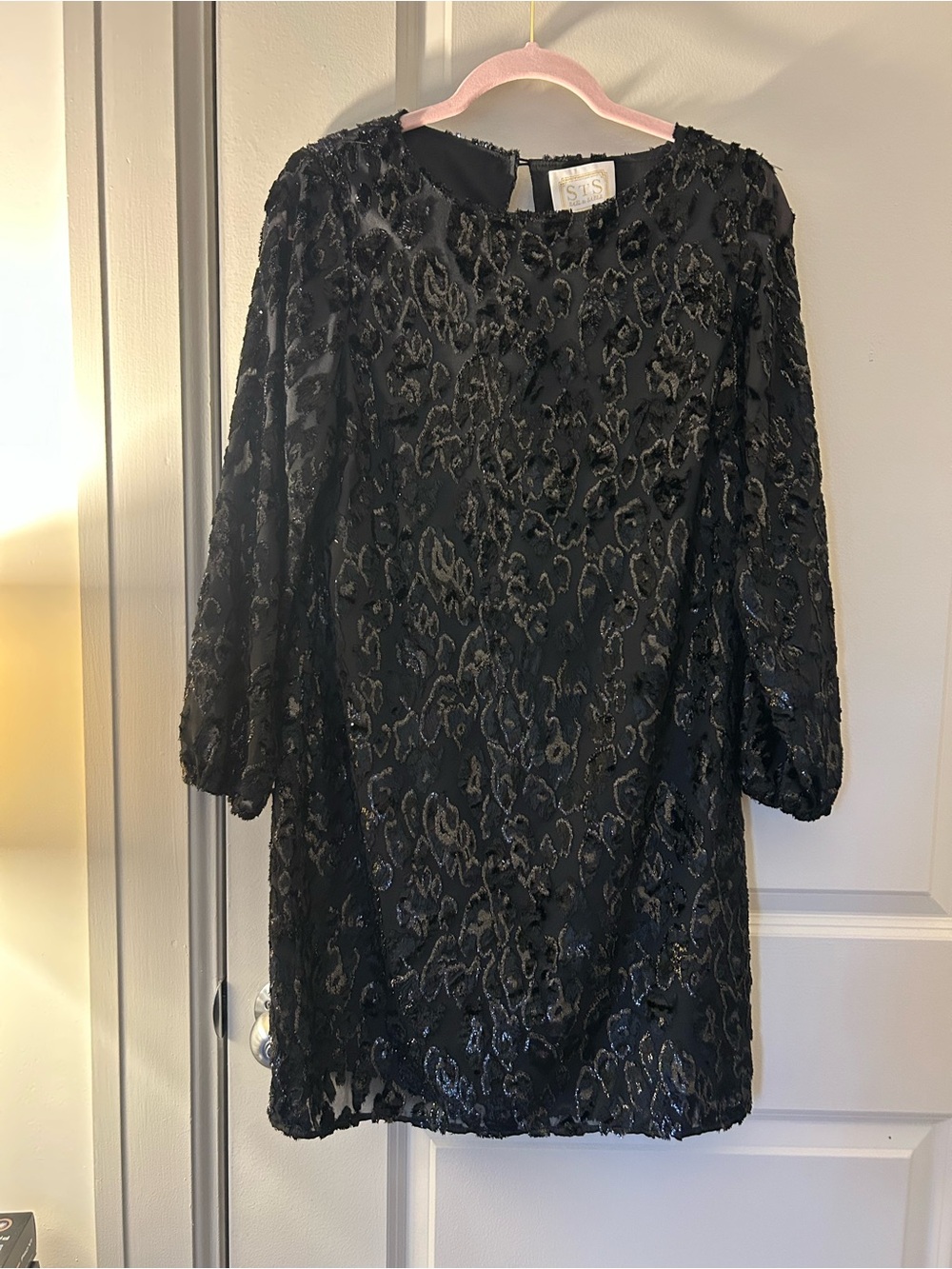Sail to Sable Black Velvet Patterned Mini Dress